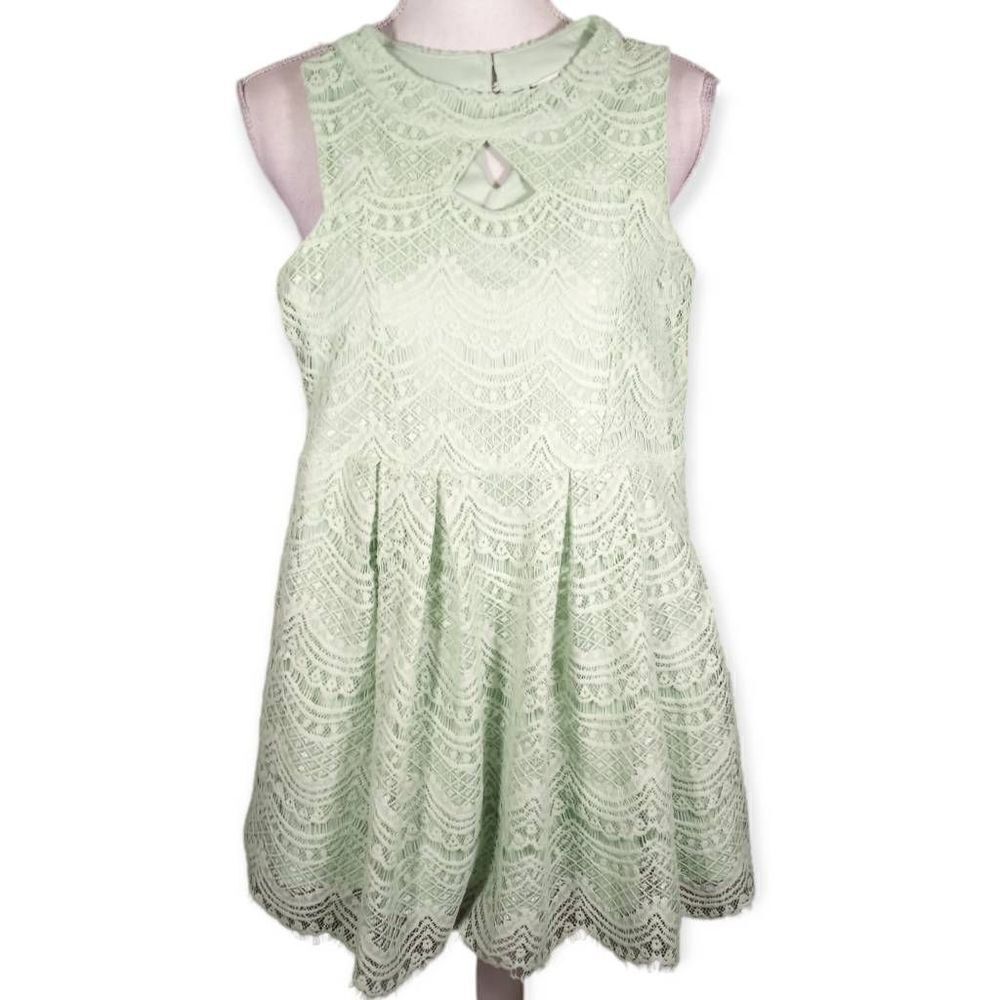 KNITWORKS MINT LACE OVERLAY DRESS SZ.10 GIRLS EUC